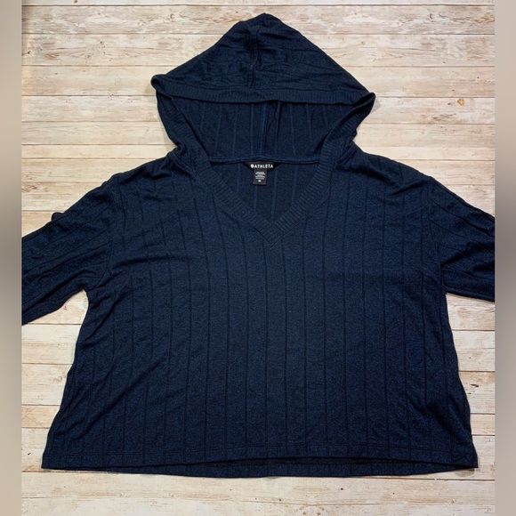 Athleta Blue Harmony Pose Cropped Hoodie Lightweight Pullover Size M Medium Blue - Picture 7 of 11